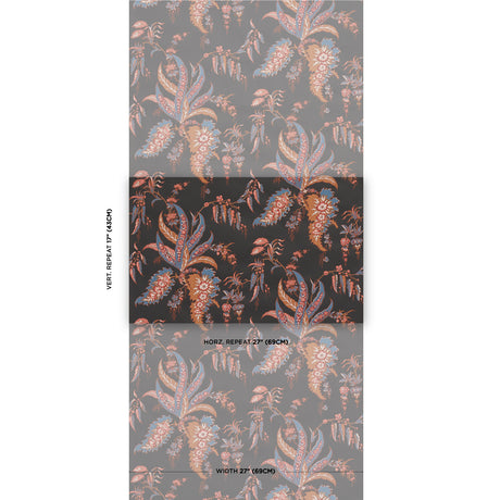 Schumacher Apolline Botanical Rouge & Noir Wallpaper