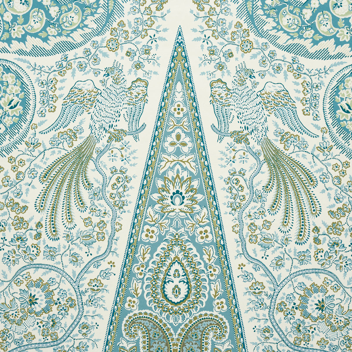 Schumacher Colmery Paisley Panel Set Peacock Wallpaper