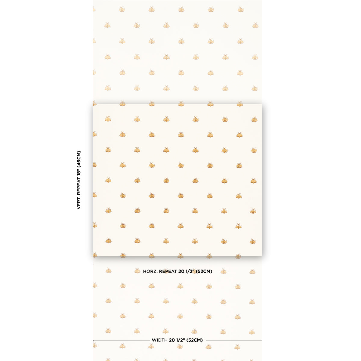 Schumacher Hubert'S Bees White & Gold Wallpaper