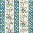 Schumacher Sylvain Floral Stripe Teal Wallpaper - Eade's Wallpaper