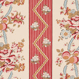 Schumacher Sylvain Floral Stripe Rouge Wallpaper - Eade's Wallpaper