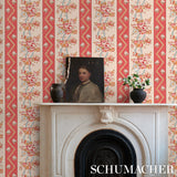 Schumacher Sylvain Floral Stripe Rouge Wallpaper - Eade's Wallpaper