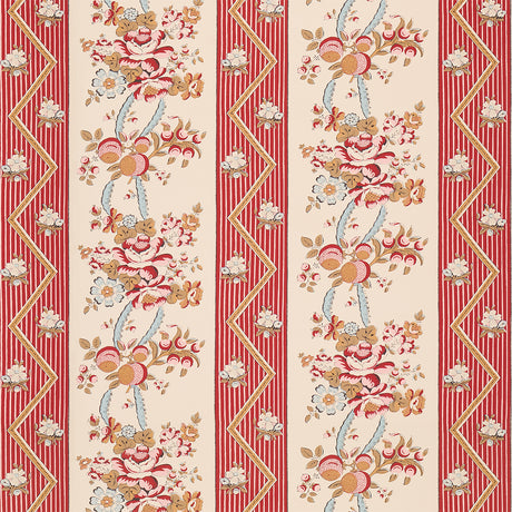 Schumacher Sylvain Floral Stripe Rouge Wallpaper - Eade's Wallpaper