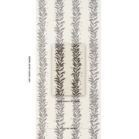Schumacher Tendril Stripe Sisal Black & Cream Wallpaper - Eade's Wallpaper