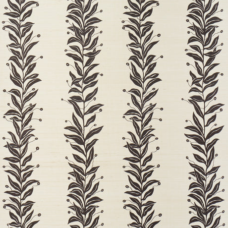 Schumacher Tendril Stripe Sisal Black & Cream Wallpaper - Eade's Wallpaper