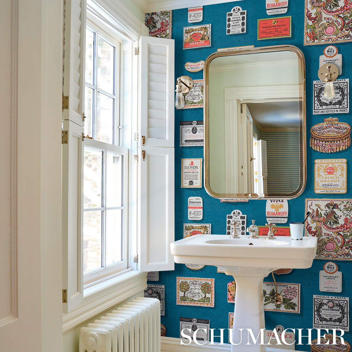 Schumacher Salud Grotto Blue Wallpaper - Eade's Wallpaper