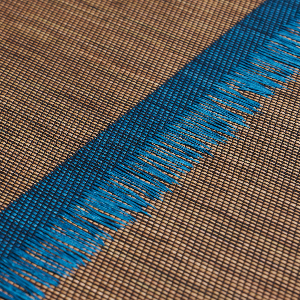 Schumacher Axel Fringe Wallcovering Peacock/Brown Wallpaper