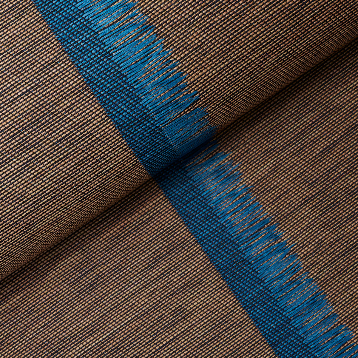 Schumacher Axel Fringe Wallcovering Peacock/Brown Wallpaper