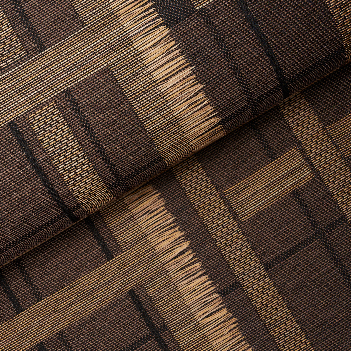 Schumacher Axel Plaid Wallcovering Saddle Brown Wallpaper