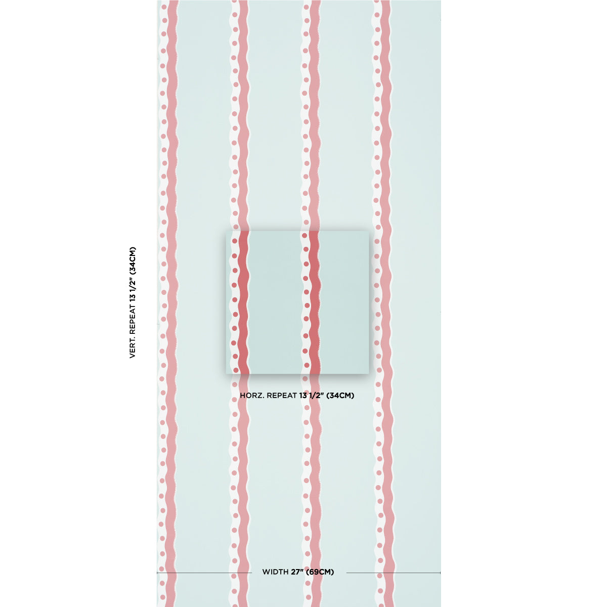 Schumacher Rousseau Stripe Rouge & Sky Wallpaper - Eade's Wallpaper