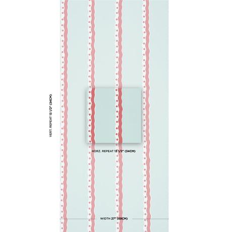 Schumacher Rousseau Stripe Rouge & Sky Wallpaper - Eade's Wallpaper