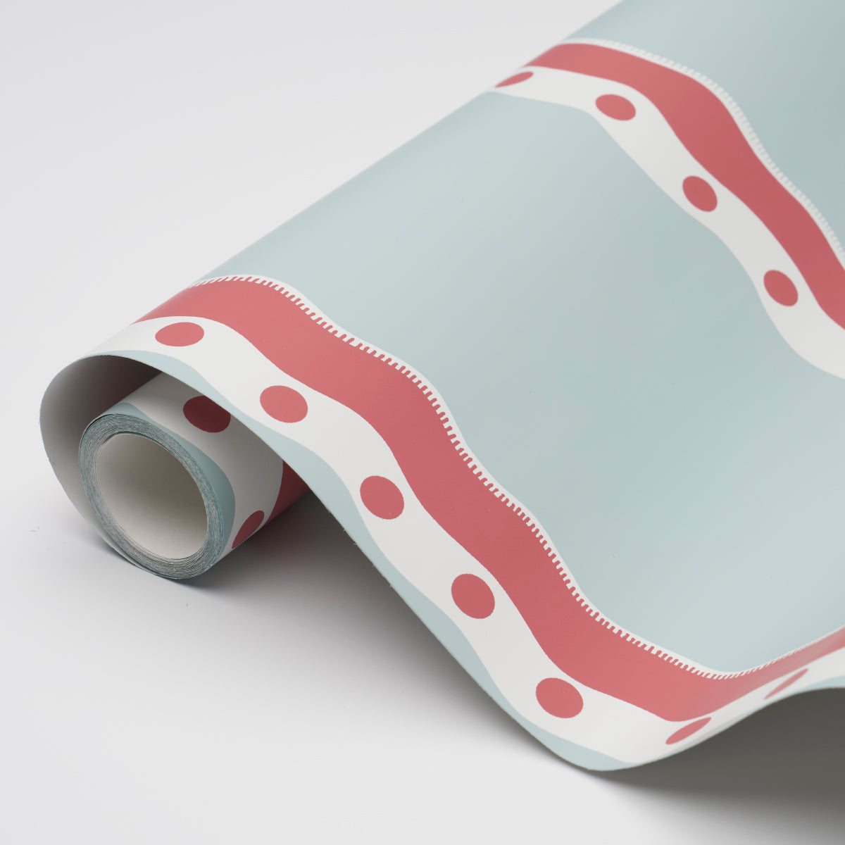 Schumacher Rousseau Stripe Rouge & Sky Wallpaper - Eade's Wallpaper