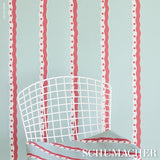 Schumacher Rousseau Stripe Rouge & Sky Wallpaper - Eade's Wallpaper
