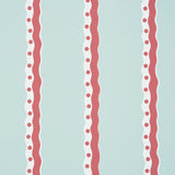 Schumacher Rousseau Stripe Rouge & Sky Wallpaper - Eade's Wallpaper