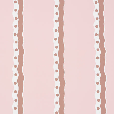 Schumacher Rousseau Stripe Cocoa & Blush Wallpaper - Eade's Wallpaper