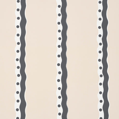 Schumacher Rousseau Stripe Noir & Cream Wallpaper - Eade's Wallpaper