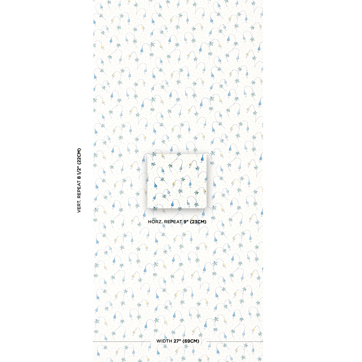 Schumacher Lolly Floral Blues Wallpaper - Eade's Wallpaper
