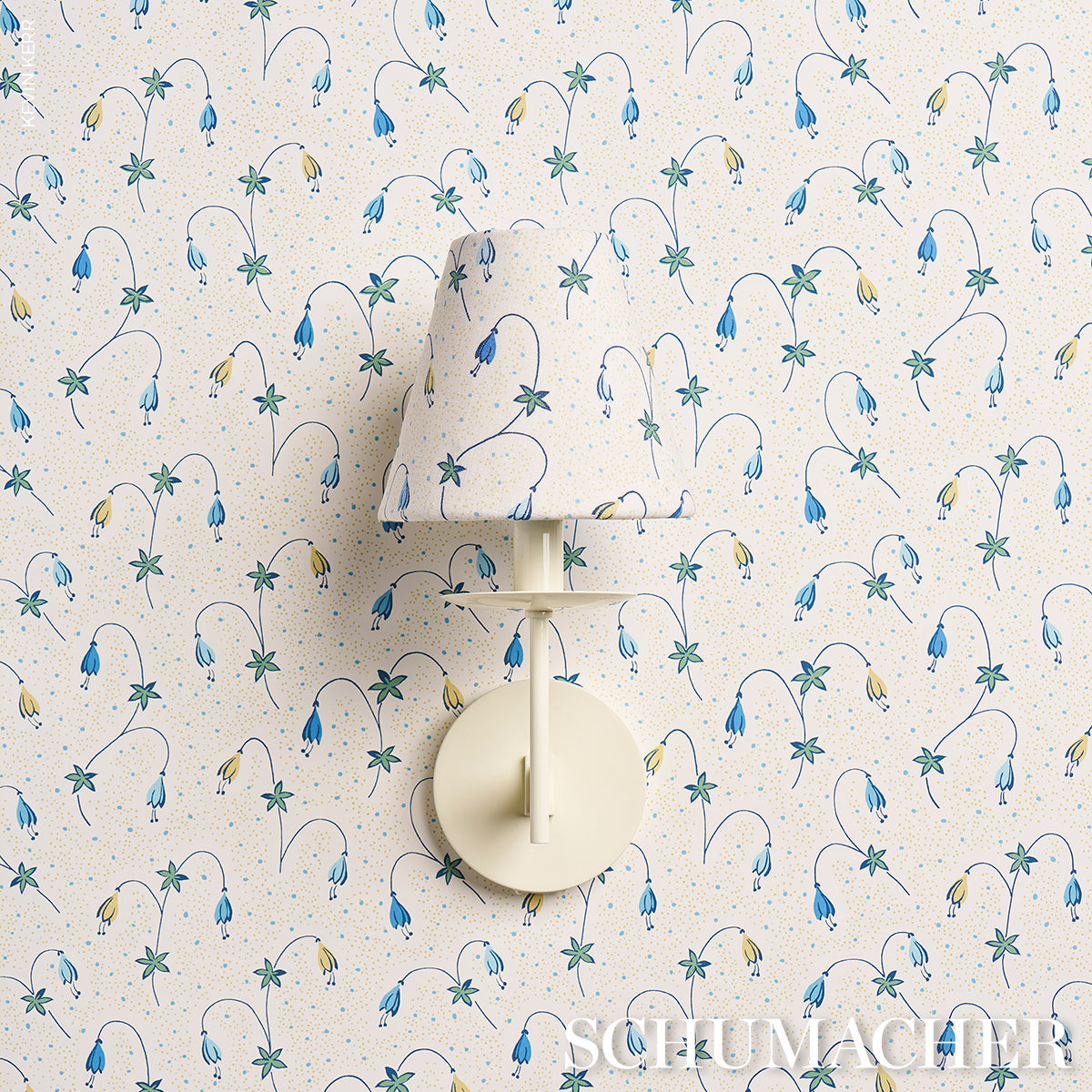 Schumacher Lolly Floral Blues Wallpaper - Eade's Wallpaper