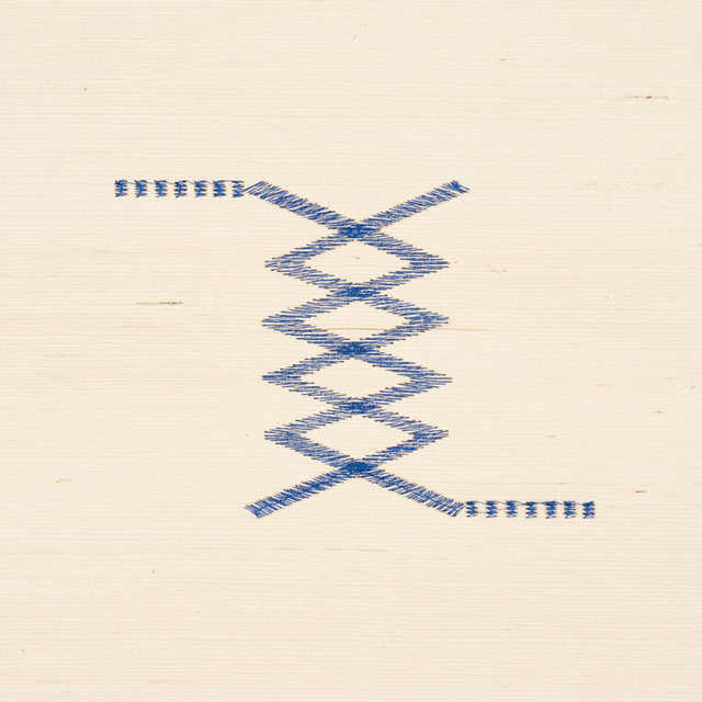 Schumacher 5015781 KIN SISAL EMBROIDERY in INK ON IVORY Wall