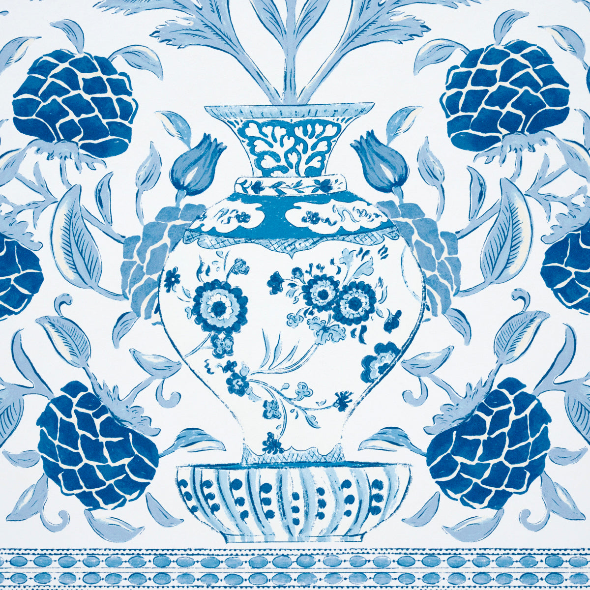 Schumacher Montecito Panel Set Indigo Wallpaper - Eade's Wallpaper