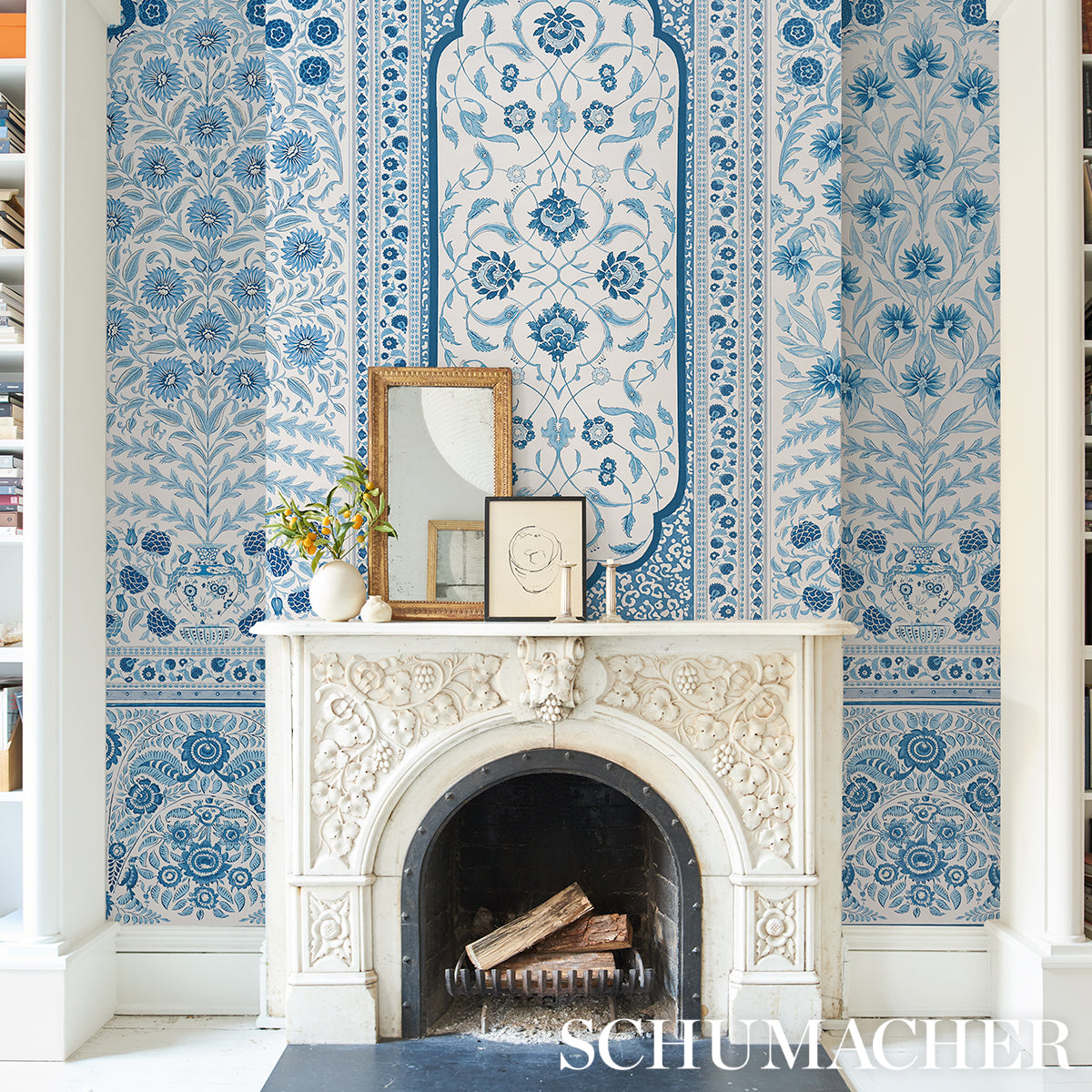 Schumacher Montecito Panel Set Indigo Wallpaper - Eade's Wallpaper