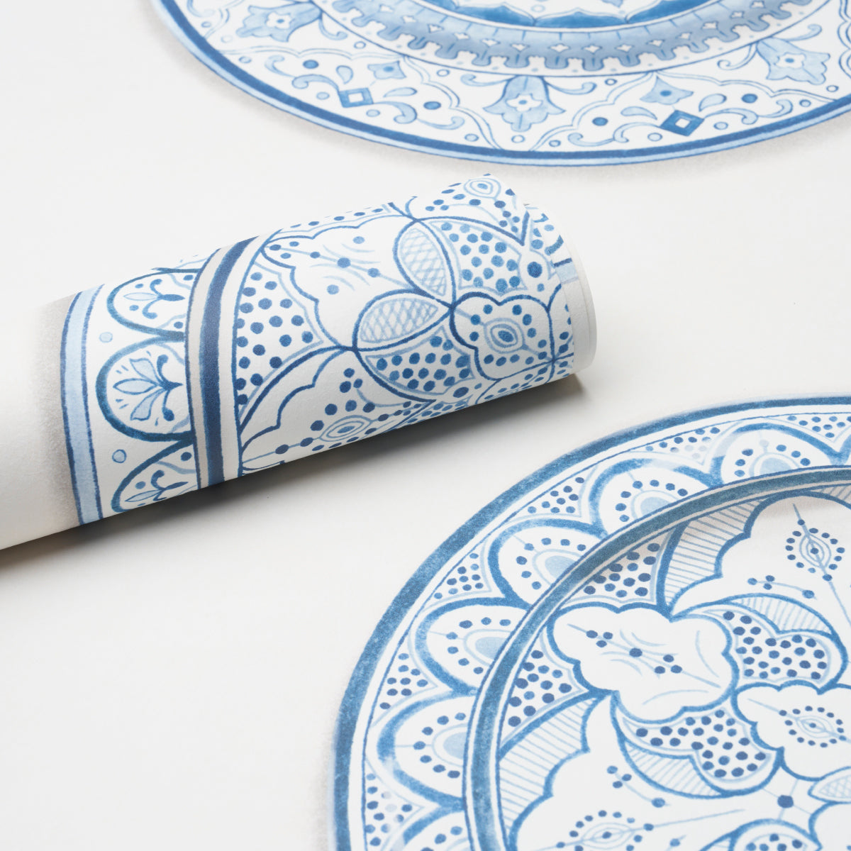 Schumacher Montecito Porcelain Indigo Wallpaper - Eade's Wallpaper