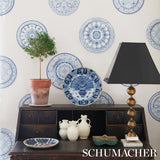 Schumacher Montecito Porcelain Indigo Wallpaper - Eade's Wallpaper