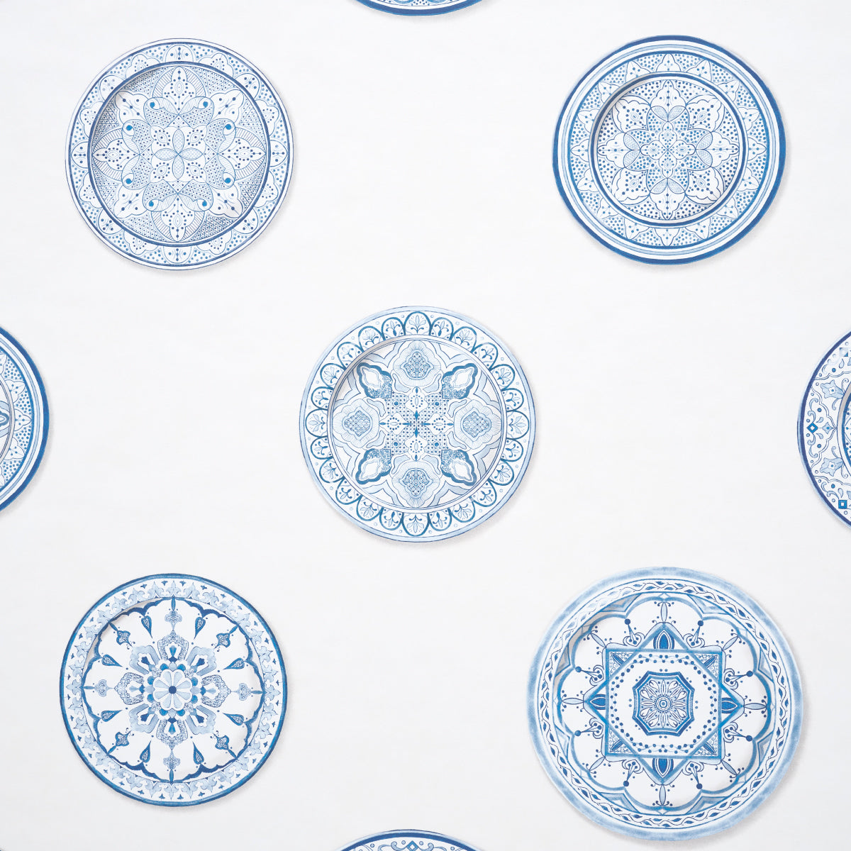 Schumacher Montecito Porcelain Indigo Wallpaper - Eade's Wallpaper