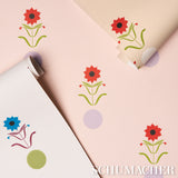 Schumacher Forget Me Dots Blue & Plum Wallpaper