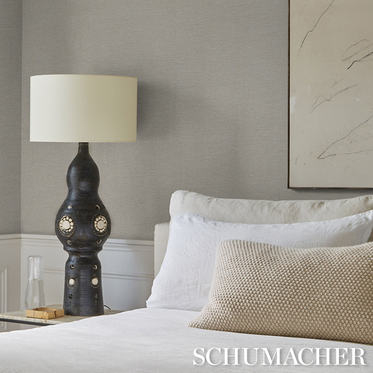 Schumacher Linen Plissé Wallcovering Natural Wallpaper - Eade's Wallpaper
