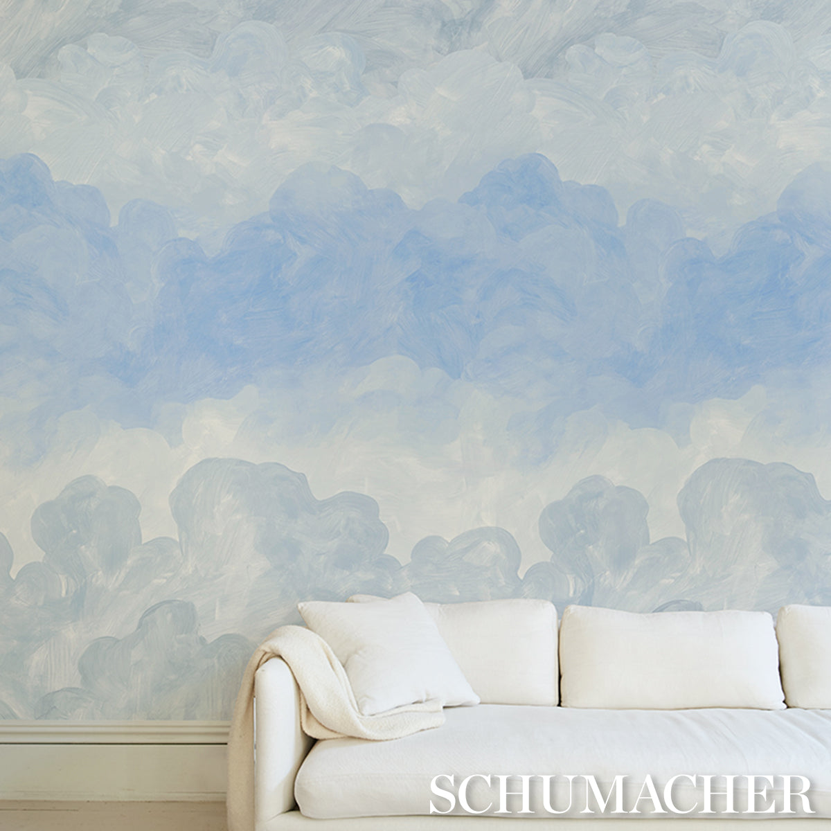 Schumacher Painted Sky Clear Blue Wallpaper - Eade's Wallpaper