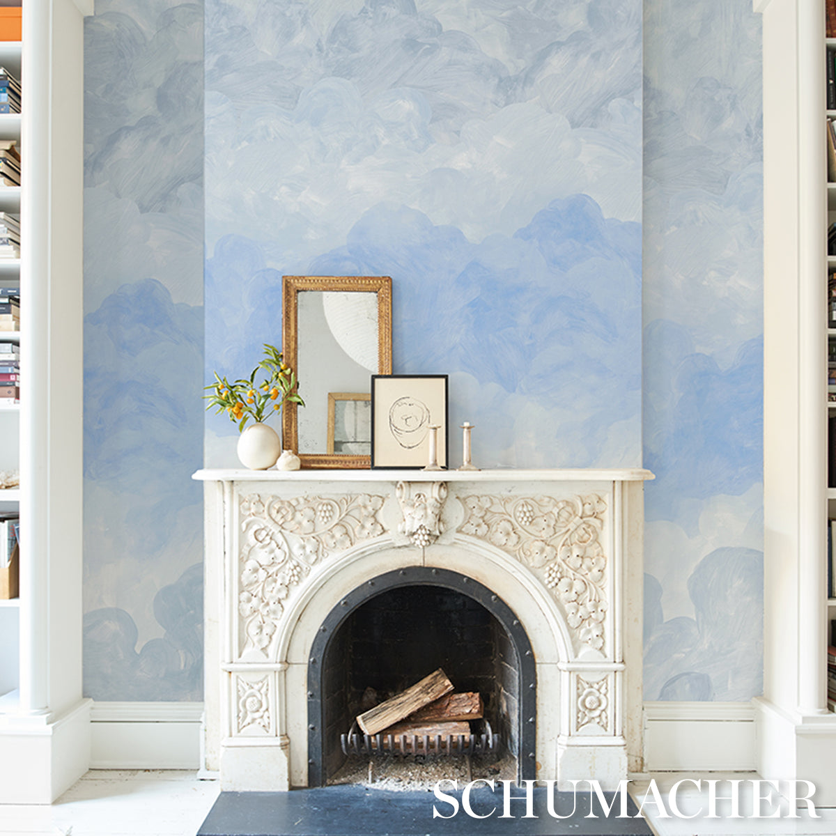 Schumacher Painted Sky Clear Blue Wallpaper - Eade's Wallpaper