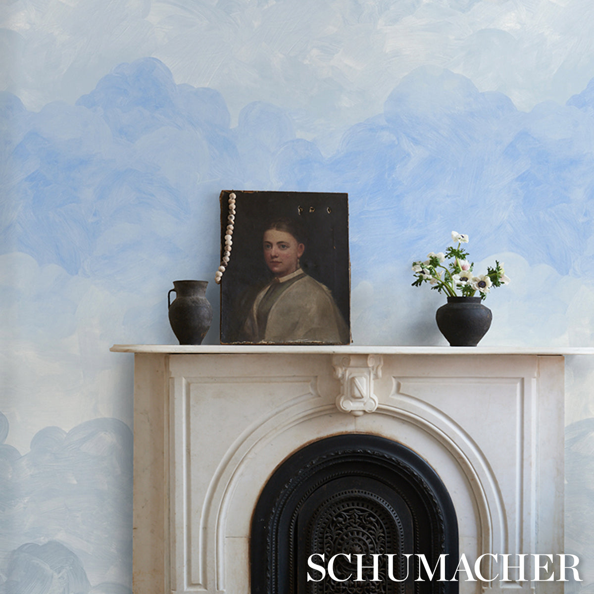 Schumacher Painted Sky Clear Blue Wallpaper - Eade's Wallpaper