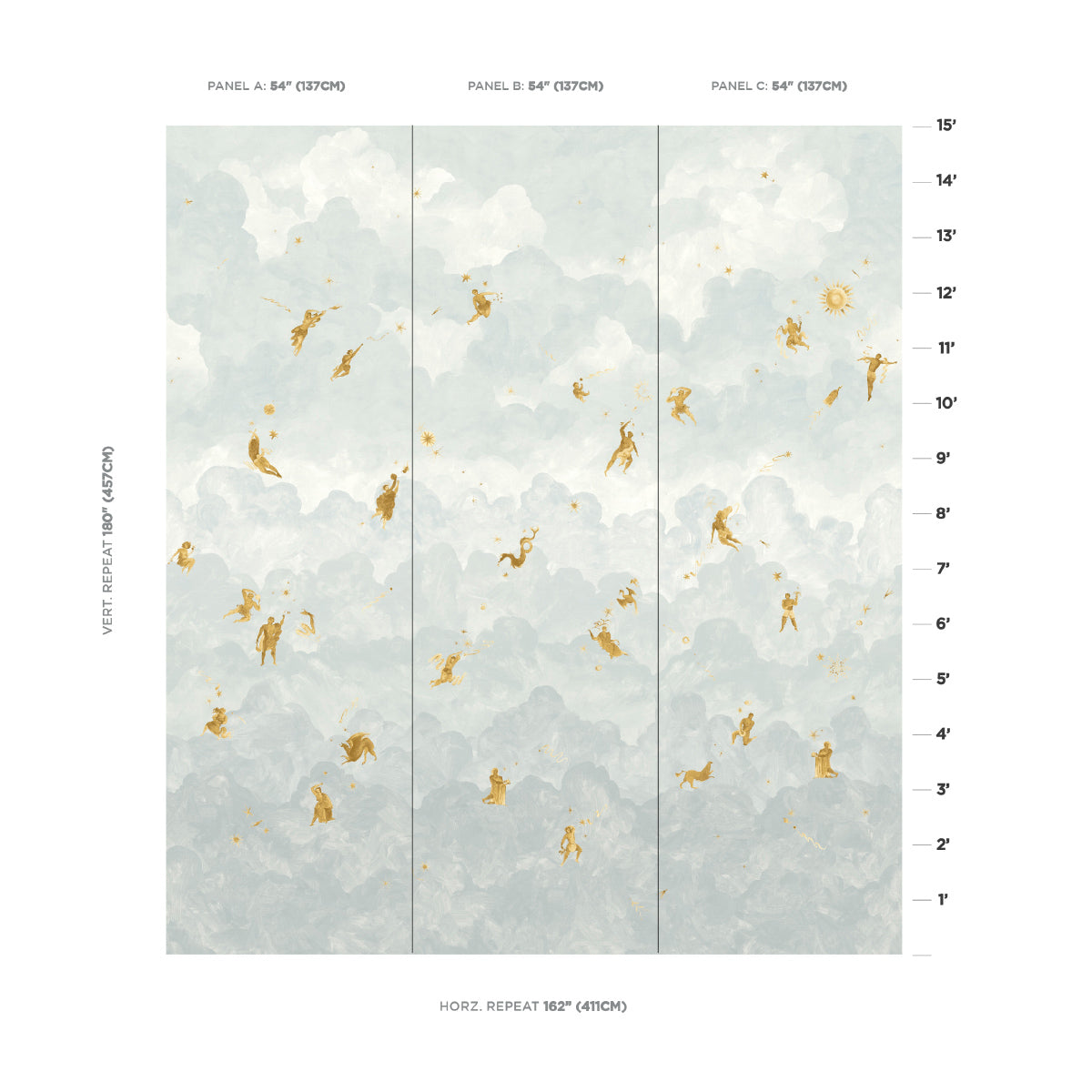 Schumacher Ascendance 3 Panel Set Air Wallpaper