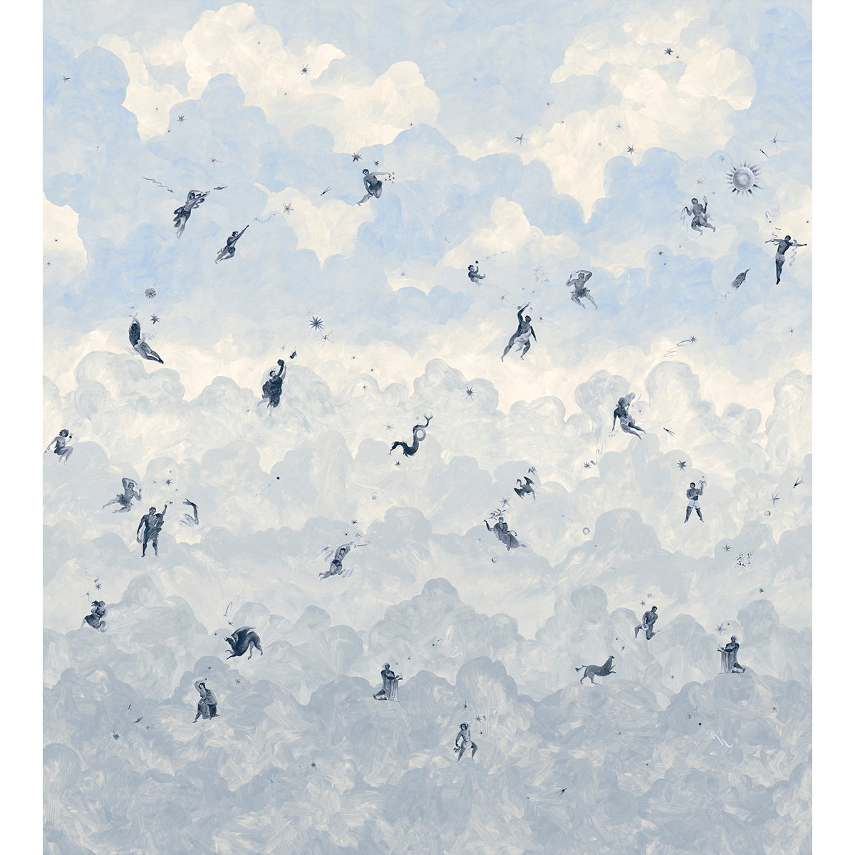 Schumacher Ascendance 3 Panel Set Clear Blue Wallpaper