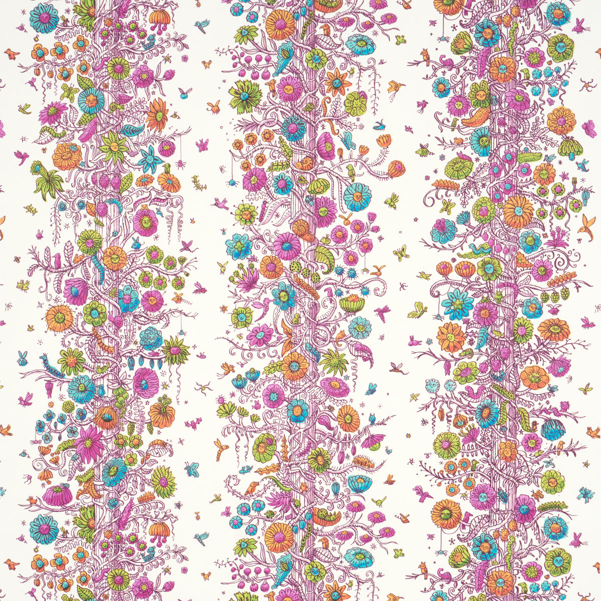 Schumacher Edward Steed'S Towers Of Flowers Multicolor Burst Wallpaper