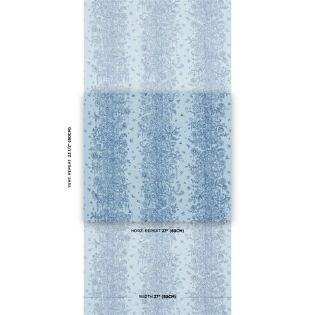 Schumacher Edward Steed'S Towers Of Flowers Sky Blue & Navy Wallpaper