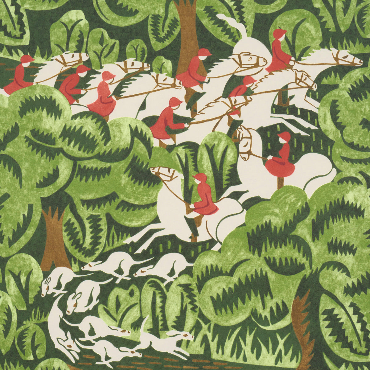 Schumacher Margaret Schloeman'S Fox Chase Forest Wallpaper - Eade's Wallpaper