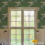 Schumacher Margaret Schloeman'S Fox Chase Navy & Green Wallpaper - Eade's Wallpaper