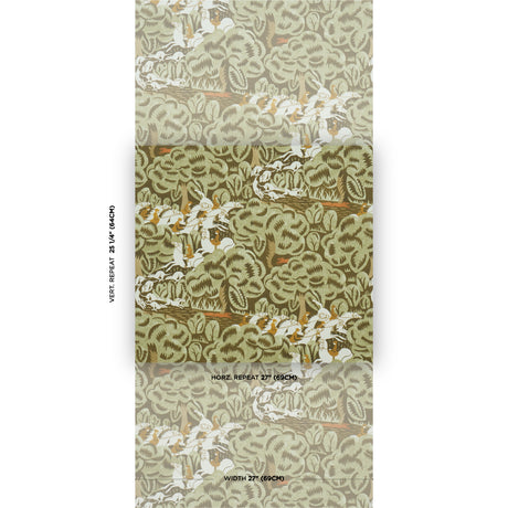 Schumacher Margaret Schloeman'S Fox Chase Sage & Soft Brown Wallpaper - Eade's Wallpaper