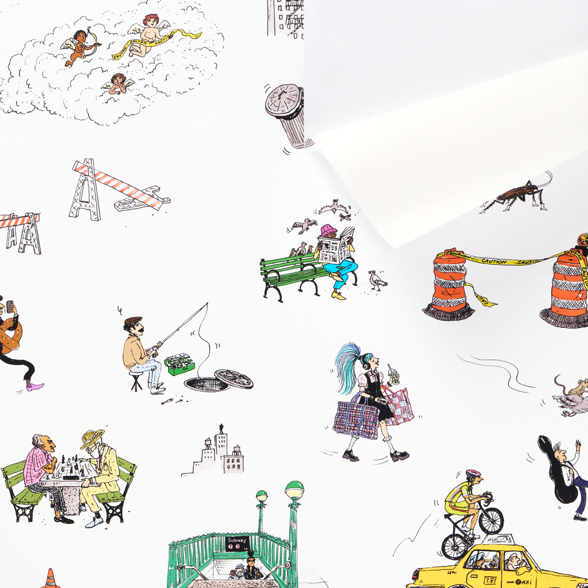 Schumacher Joana Avillez'S Street Scenes Multicolor On White Wallpaper