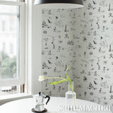 Schumacher Joana Avillez'S Street Scenes Black & White Wallpaper