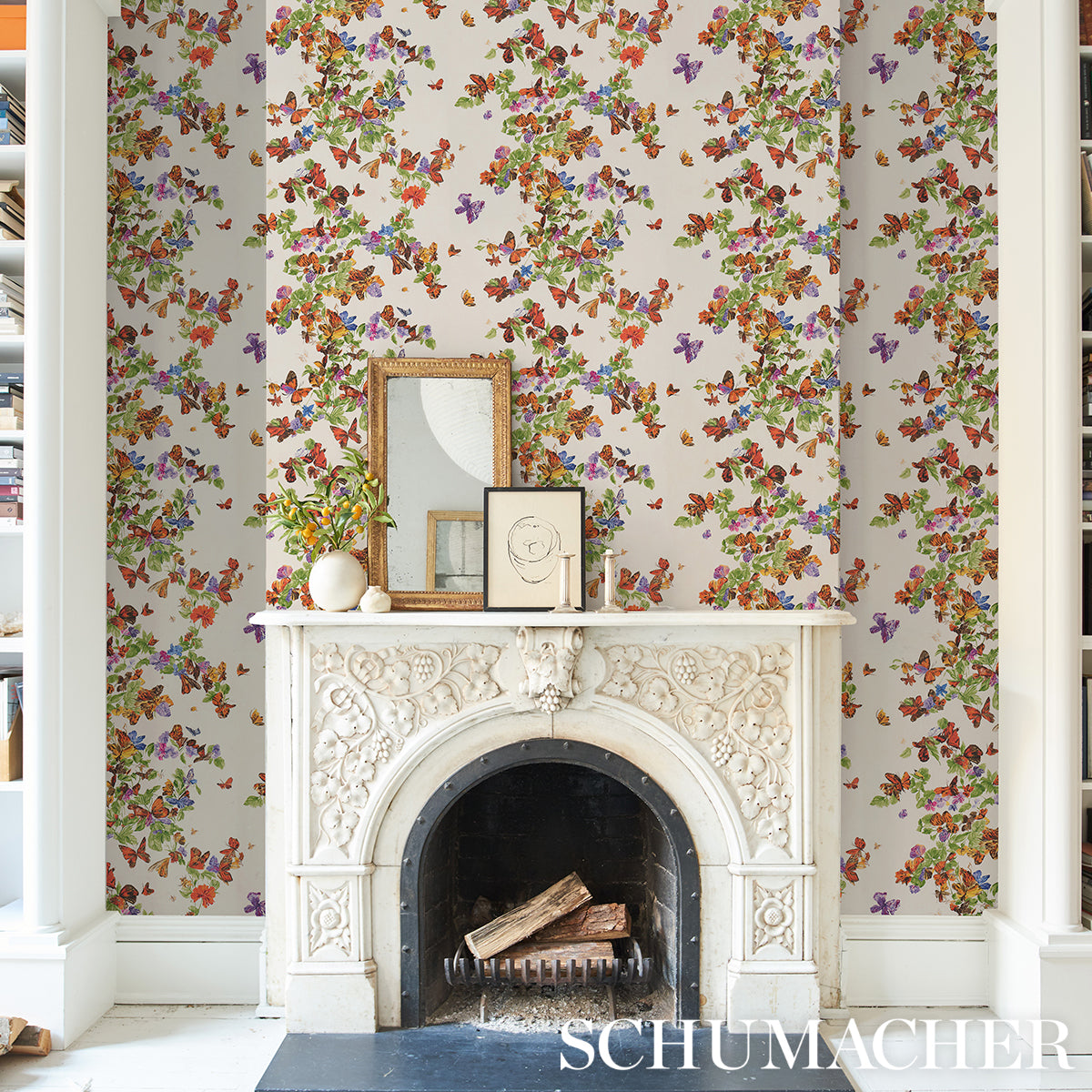 Schumacher Pyne Butterfly Monarch Orange Wallpaper - Eade's Wallpaper