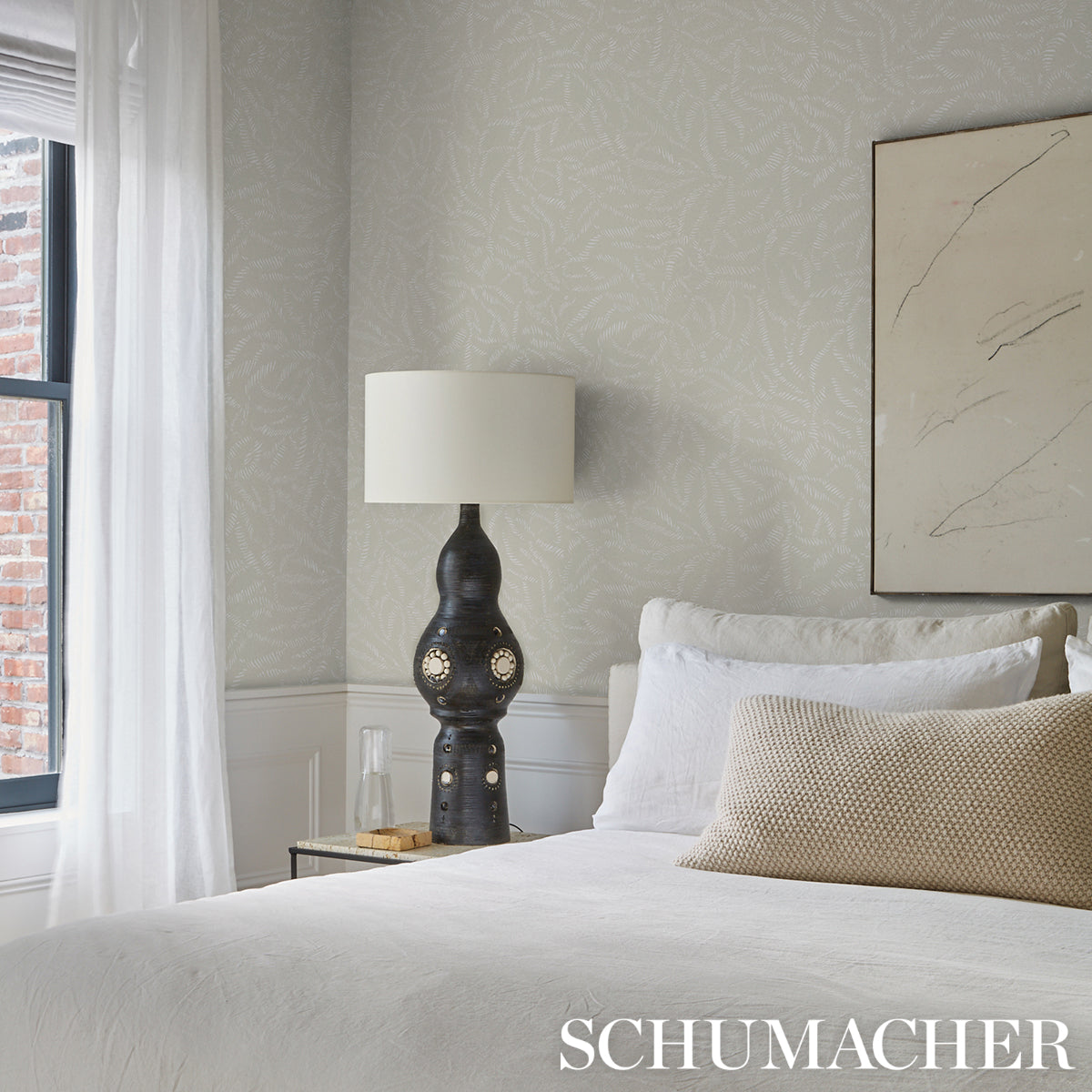 Schumacher Leaf Bloom Neutral Wallpaper - Eade's Wallpaper