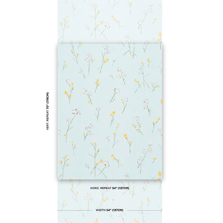 Schumacher Alex'S Floral Mist Blue Wallpaper