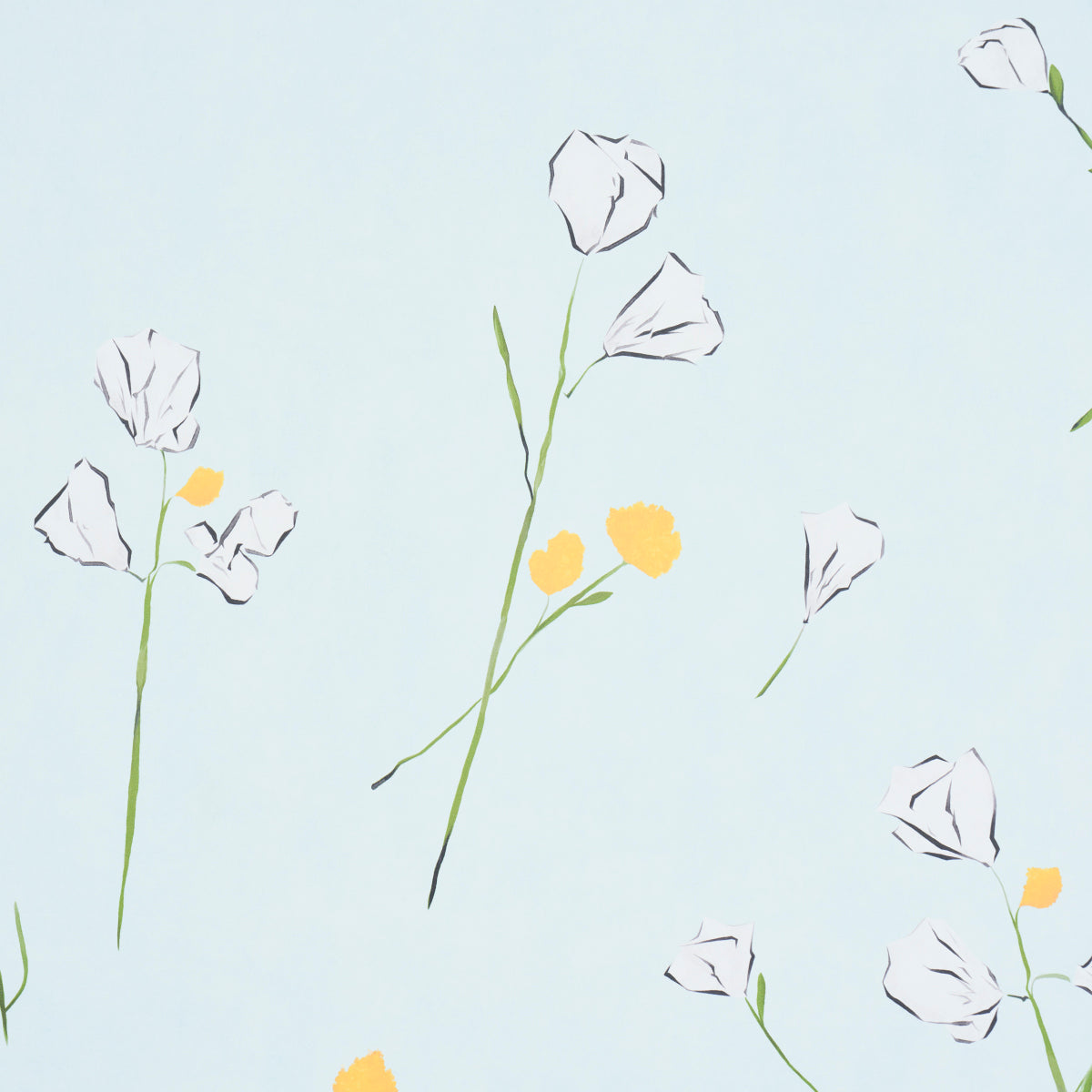 Schumacher Alex'S Floral Mist Blue Wallpaper