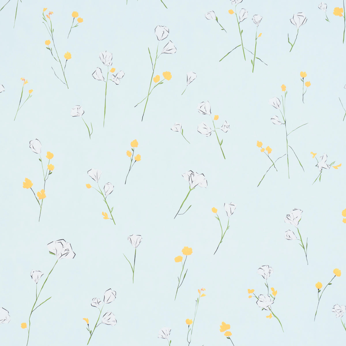 Schumacher Alex'S Floral Mist Blue Wallpaper