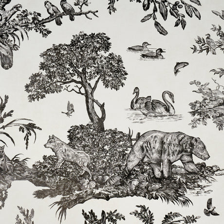 Schumacher 5016440 Western Toile in Carbon Wallpaper - A Cou