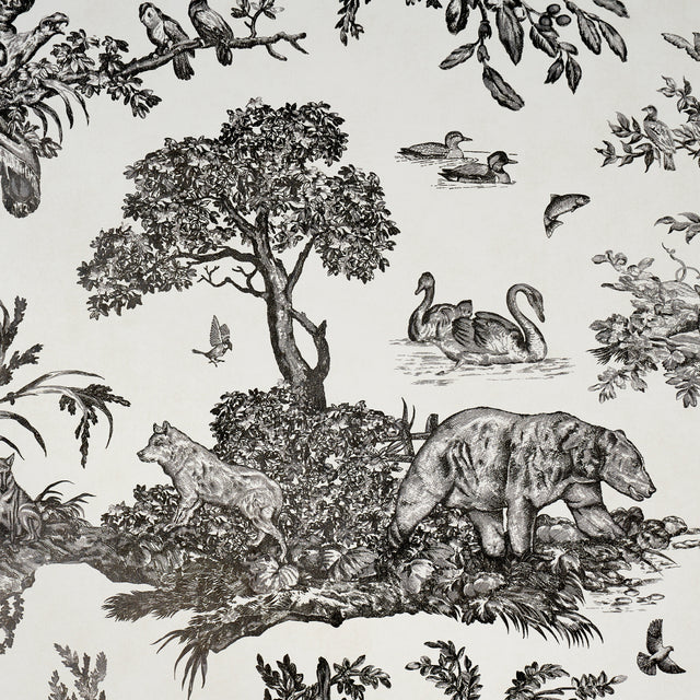 Schumacher 5016440 Western Toile in Carbon Wallpaper - A Cou