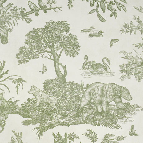 Schumacher 5016441 Western Toile in Olive Wallpaper - A Coun